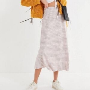 Urban Outfitters Cream Checkered Midi Skirt
